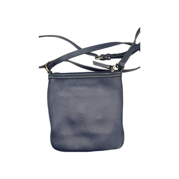 Dooney & Bourke Vtg. Navy Blue Pebbled Leather Crossbody Bag (lining flaws) - Picture 6 of 10